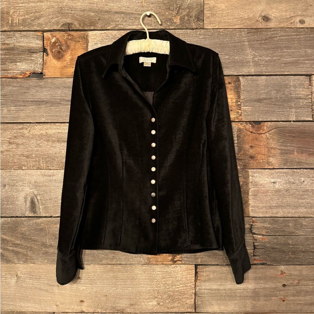 Christopher & Banks black snap button long sleeve jacket size small